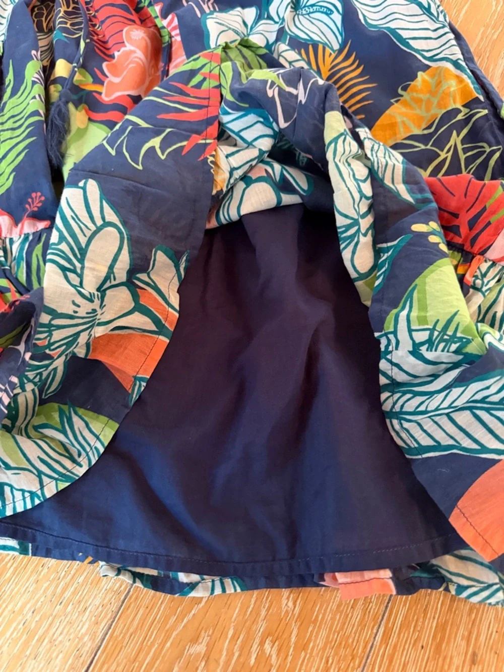 Tori Richard Navy Tropical Off-Shoulder Dress - Picture 6 of 11